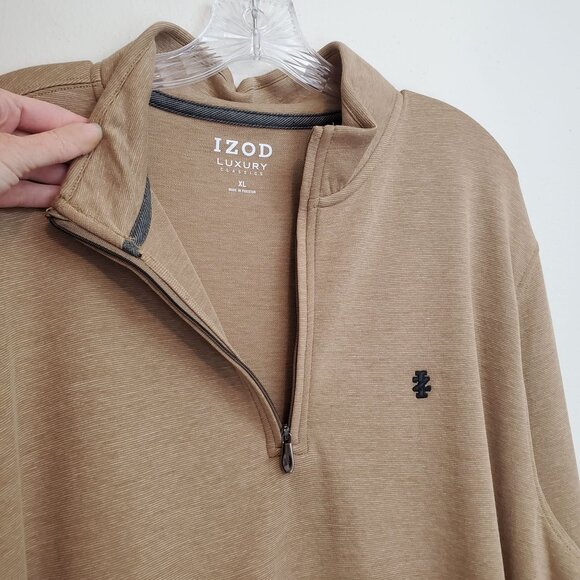 Izod Luxury Classics Long Sleeve Feeder Stripe 1/4 zip pullover - Picture 4 of 11